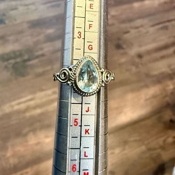Natural Topaz Sterling Silver Ring Dainty Marquise Cut Bali Framed Sz 4 New - Picture 1 of 4